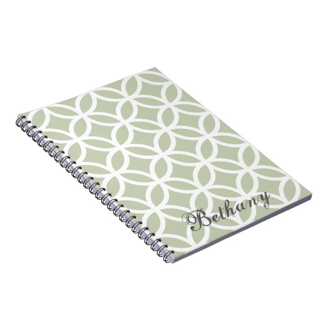 Green Diamond Pattern Personalised Notebook (Right Side)