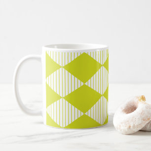 Green Diamond Stripes Pattern Coffee Mug