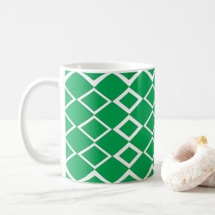 Green Diamond Triangle Geometric Pattern   Coffee Mug