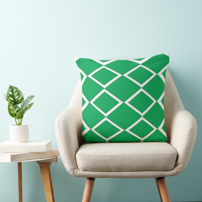 Green Diamond Triangle Geometric Pattern Cushion (Chair)
