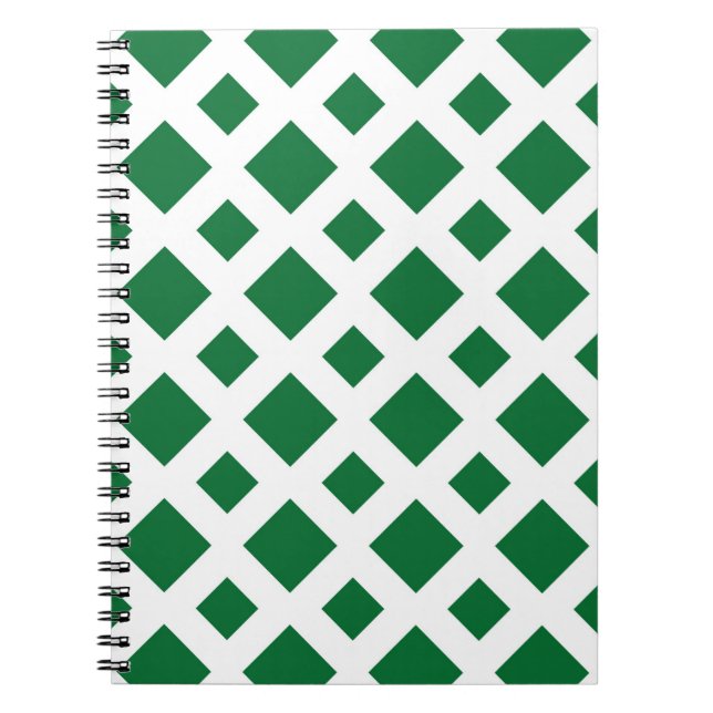 Green Diamonds on White Notebook (Front)