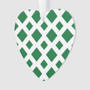 Green Diamonds on White Ornament