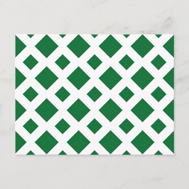 Green Diamonds on White Postcard (Front)