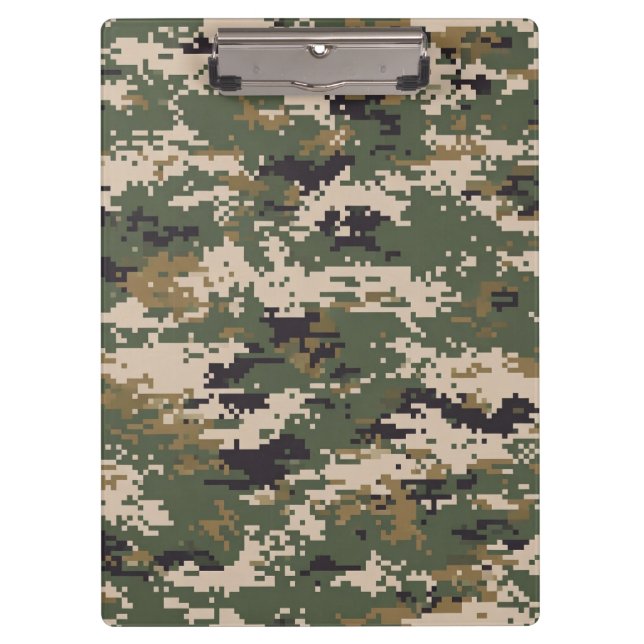 Green Digital Camouflage Pattern Clipboard (Front)