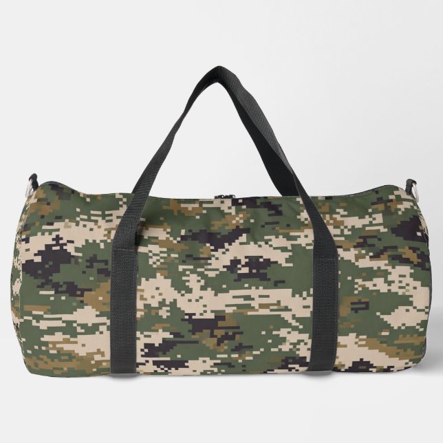 Green Digital Camouflage Pattern Duffle Bag (Front)