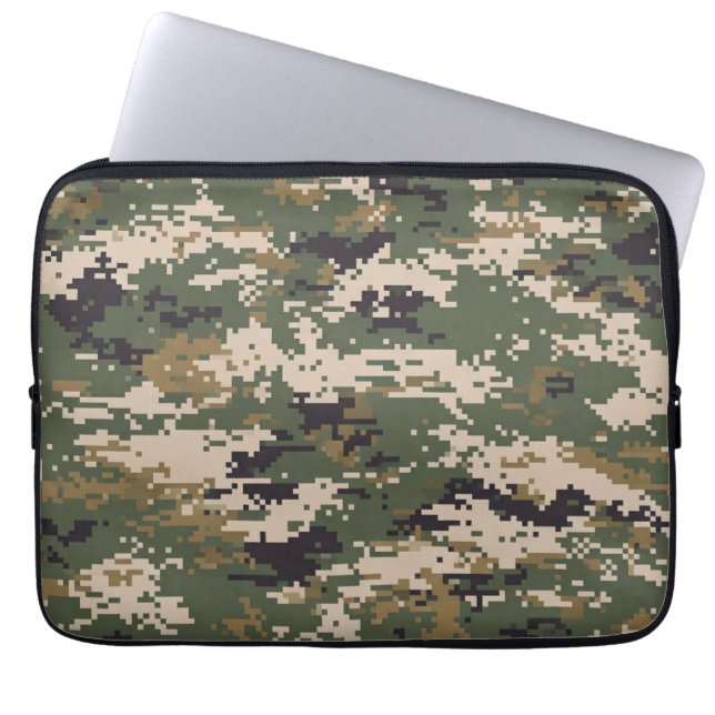 Green Digital Camouflage Pattern Laptop Sleeve (Front)