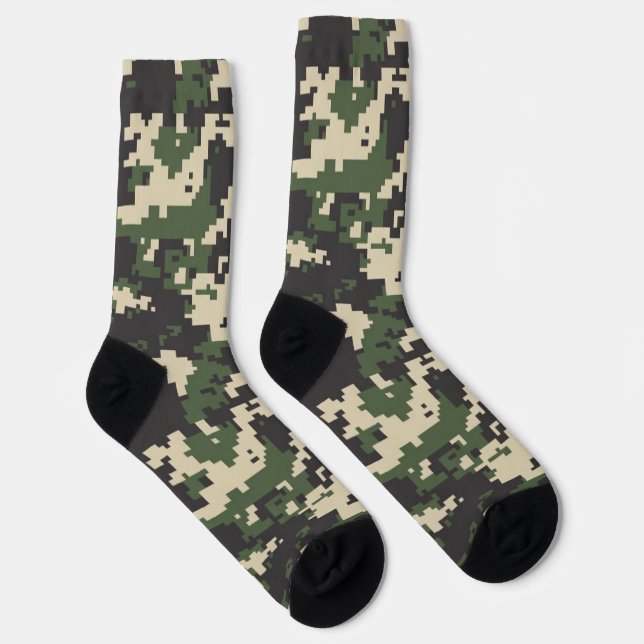 Green Digital Camouflage Pattern Socks (Right)