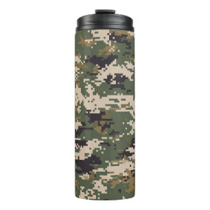Green Digital Camouflage Pattern Thermal Tumbler