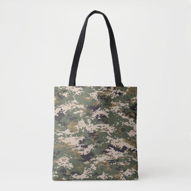 Green Digital Camouflage Pattern Tote Bag (Front)