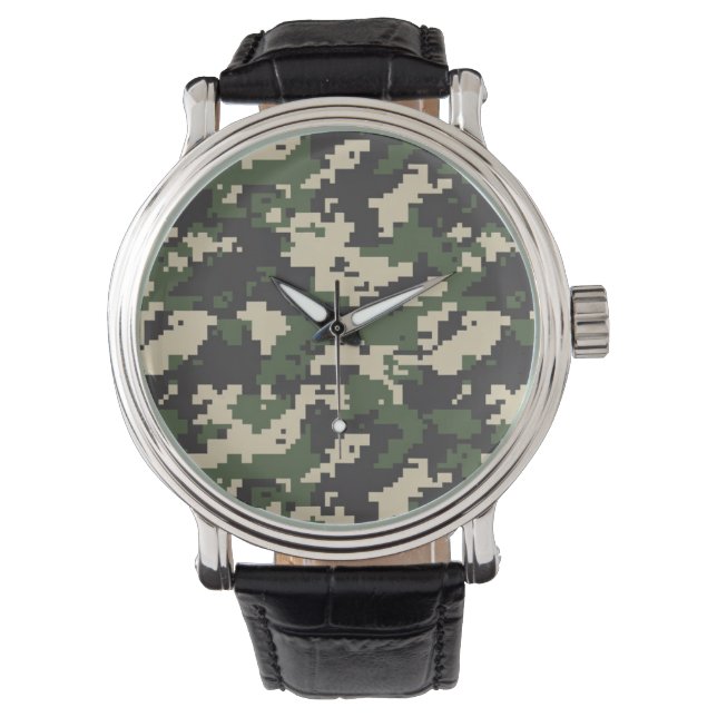 Green Digital Camouflage Pattern Watch (Front)