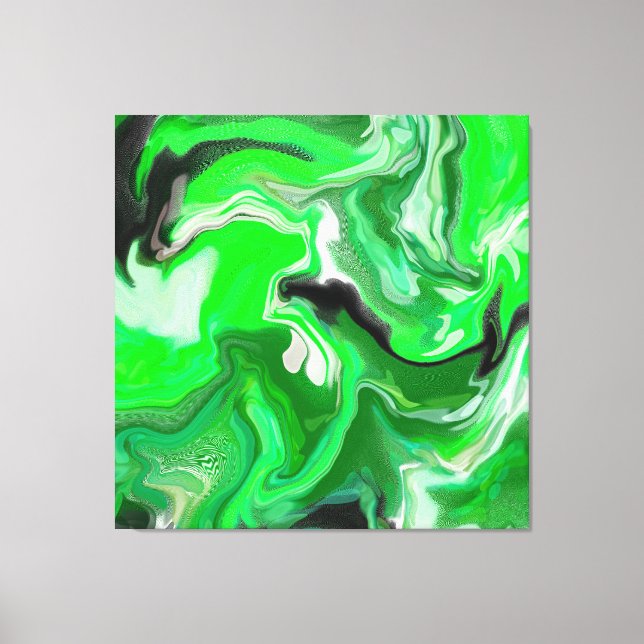 Green Digital Fluid Marble Art   Canvas Print (Front)