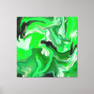 Green Digital Fluid Marble Art   Canvas Print
