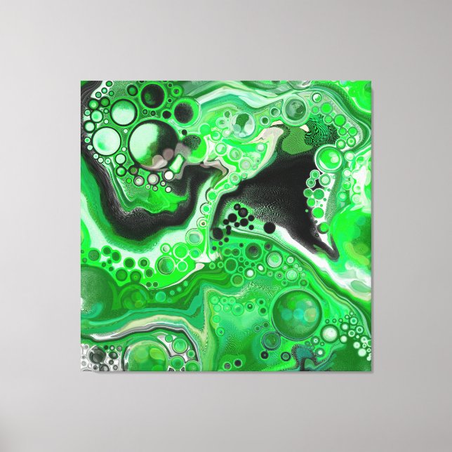 Green Digital Fluid Marble Art  Canvas Print (Front)