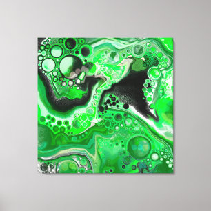 Green Digital Fluid Marble Art Canvas Print