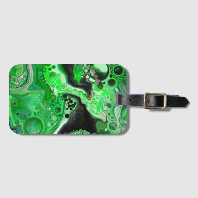 Green Digital Fluid Marble Art   Luggage Tag (Front Horizontal)