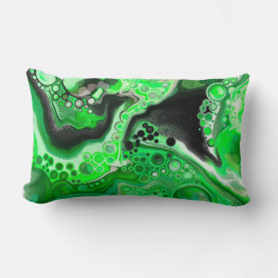 Green Digital Fluid Marble Art   Lumbar Cushion