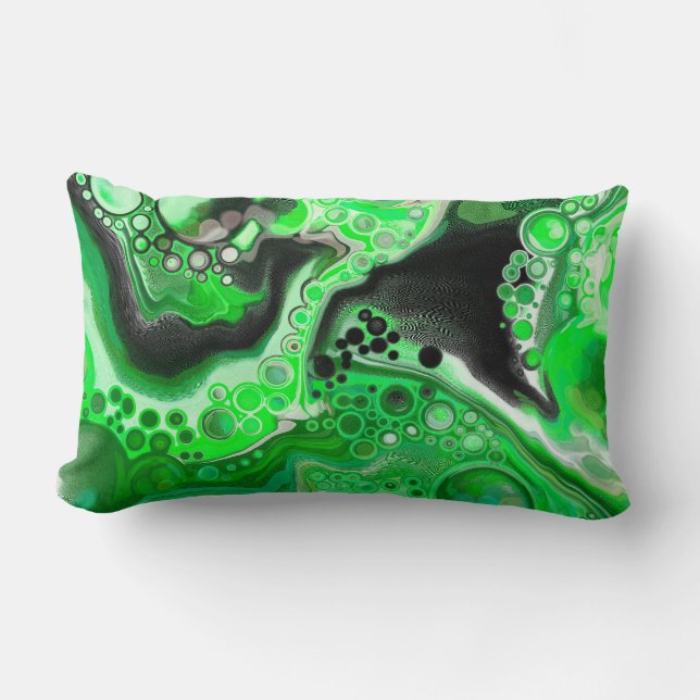 Green Digital Fluid Marble Art   Lumbar Cushion (Front)