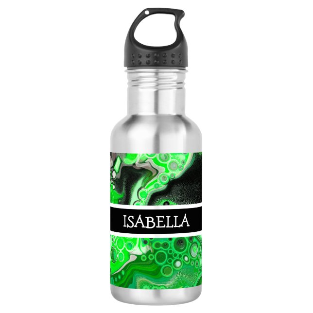 Green Digital Fluid Marble Art Personalised   532 Ml Water Bottle (Front)