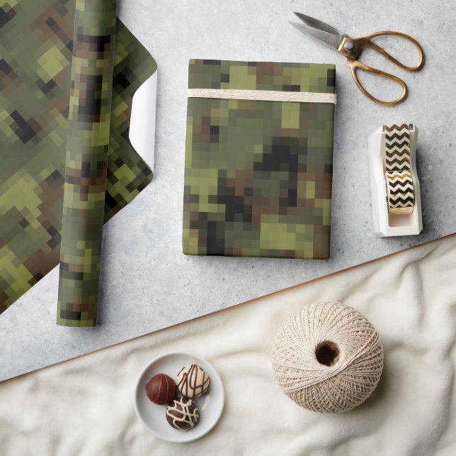 Green Digital Military Camo Wrapping Paper (Crafts)