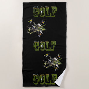 Green Dimensional Golf Picture logo,   Beach Towel