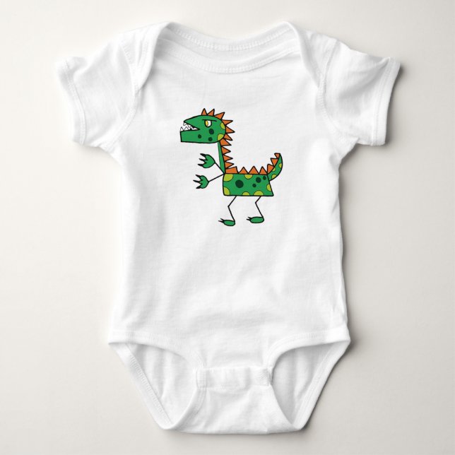 Green Dino Baby Jersey Bodysuit (Front)