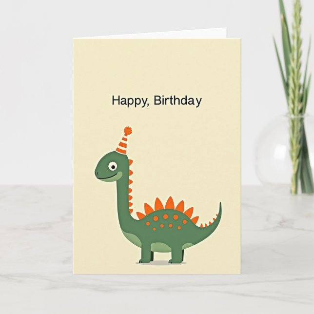Green Dino Celebration Card (Front)