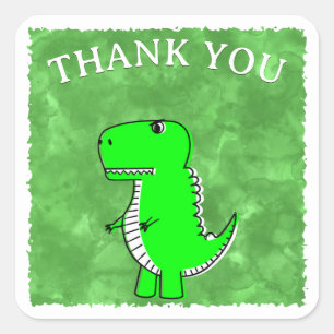 Green Dino Watercolor Baby Shower  Square Sticker