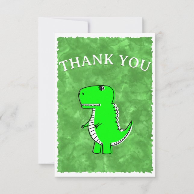 Green Dino Watercolor Baby Shower Template  (Front)