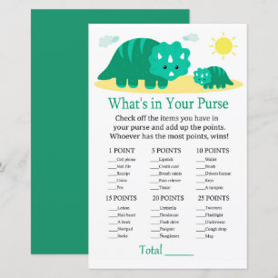 Green Dino What's in your purse game baby shower