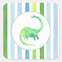 Green Dinosaur and stripes sticker