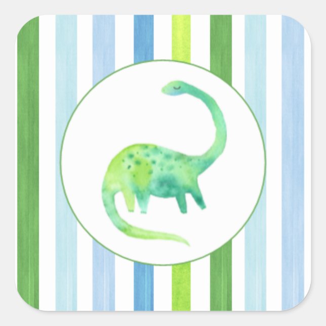 Green Dinosaur and stripes sticker (Front)