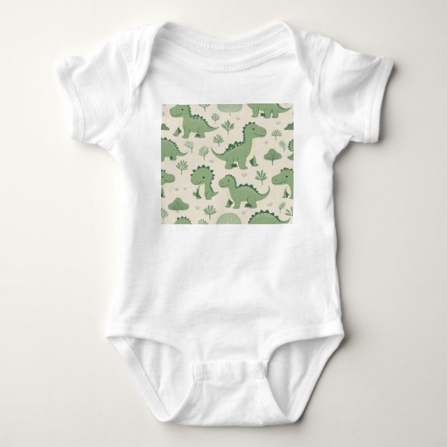 green dinosaur baby bodysuit (Front)