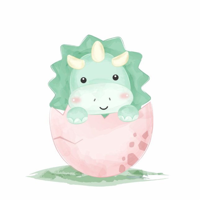 Green Dinosaur Baby Shower Cake Topper Cutout Standing Photo Sculpture (Front)