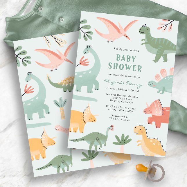 Green Dinosaur Baby Shower Invitation (Green Dinosaur Baby Shower Invitation
)