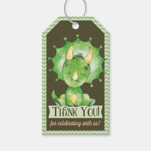Green Dinosaur Baby Shower Thank You Gift Tag
