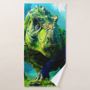 Green Dinosaur Bath Towel