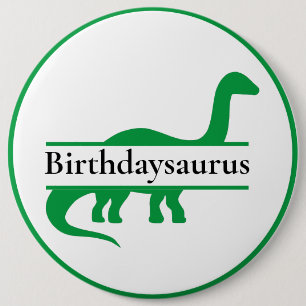 Green Dinosaur Birthday Button
