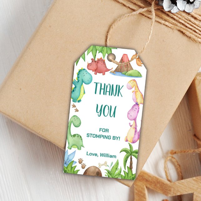 Green Dinosaur Birthday Favour Tags (Green Dinosaur Birthday Favor Tags)
