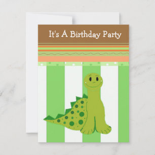 Green Dinosaur Birthday Invitation