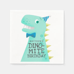 Green Dinosaur Birthday Party Napkin