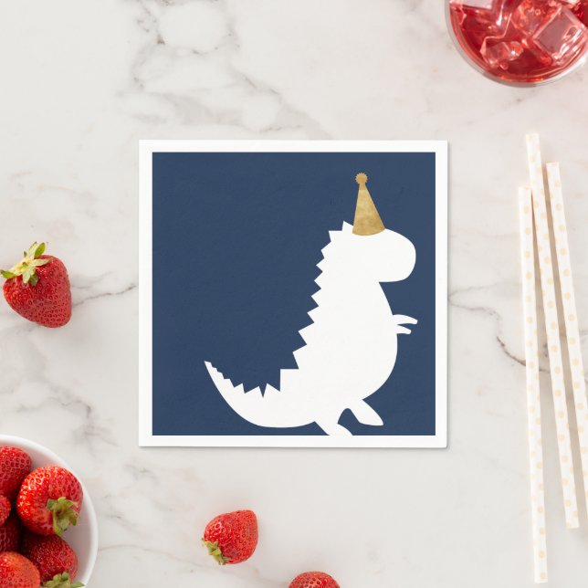 Green Dinosaur birthday theme Boy baby shower Napk Napkin (Insitu)