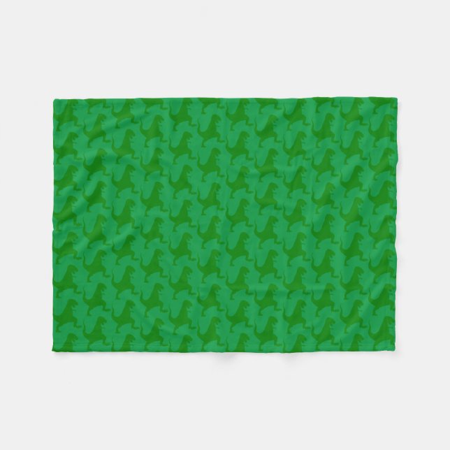 Green Dinosaur Christmas Fleece Blanket (Front (Horizontal))