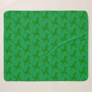 Green Dinosaur Christmas Sherpa Blanket