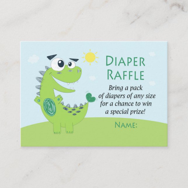 Green Dinosaur Diaper Raffle Tickets (Front)