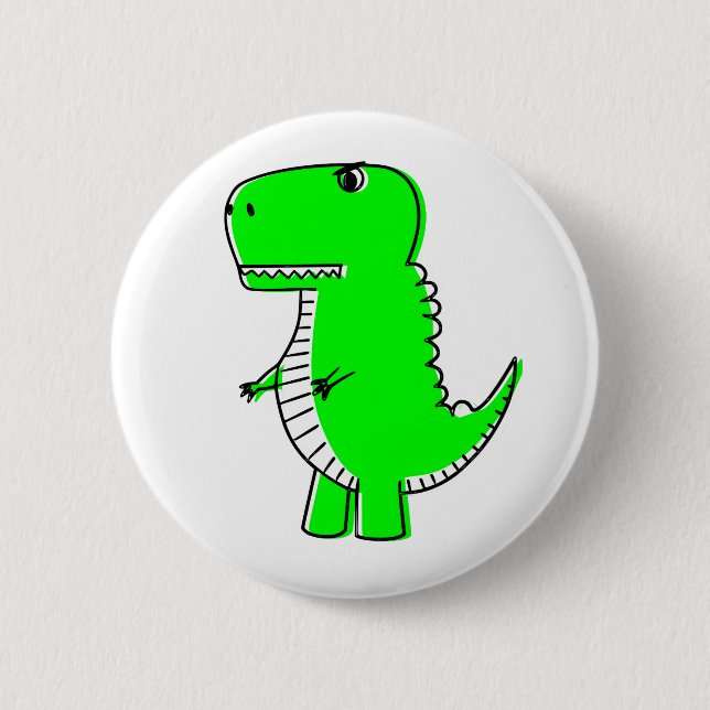 Green Dinosaur Drawing 6 Cm Round Badge (Front)