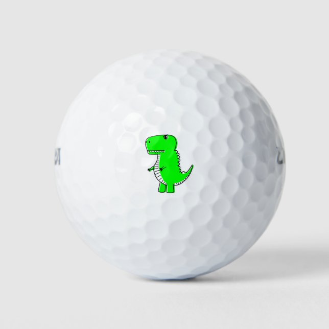 Green Dinosaur Drawing Golf Balls (Front)