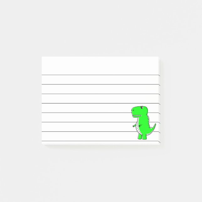 Green Dinosaur Drawing Lined 4x3 Post-it Notes (Front)