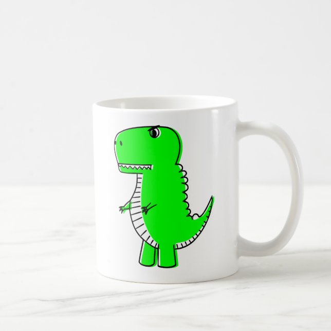 Green Dinosaur Drawing Tote Bag Coffee Mug (Right)