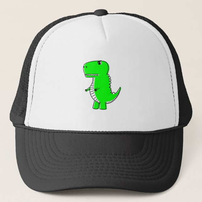 Green Dinosaur Drawing Trucker Hat (Front)