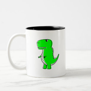 Green Dinosaur Drawing Two-Tone Coffee Mug